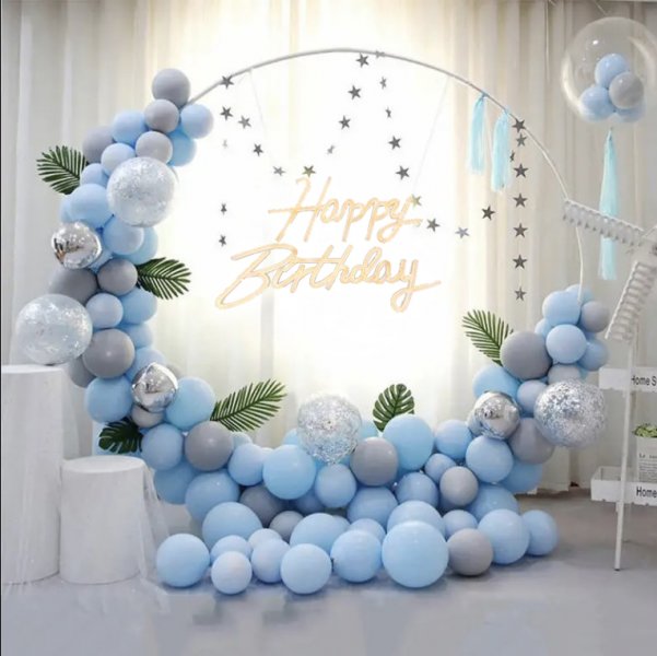 Pastel Blue Theme Styling Balloon Garland Setup